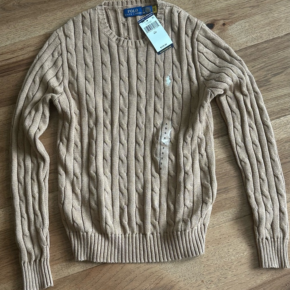 Ralph Lauren Women's Tan Cable Knit Sweater